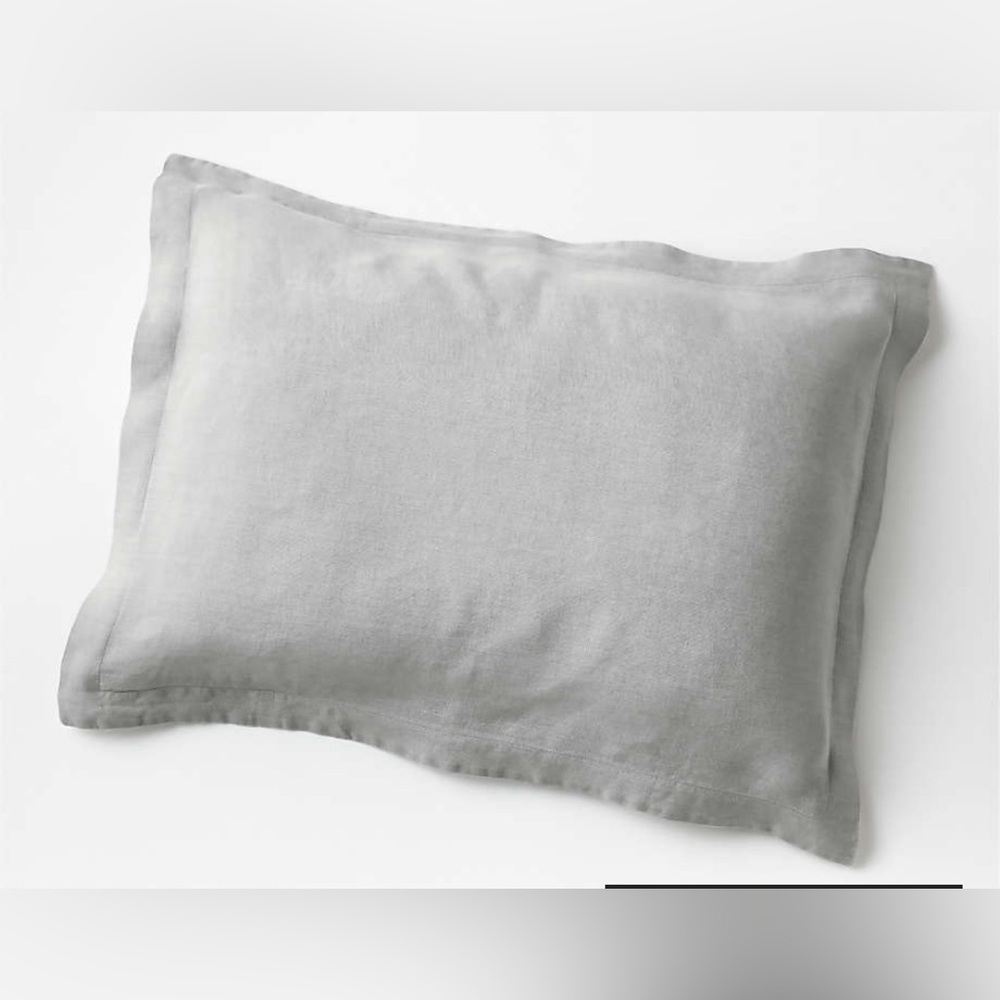 NWT Crate & Barrel Pewter Natural Hemp Standard Pillow Sham 100% Hemp